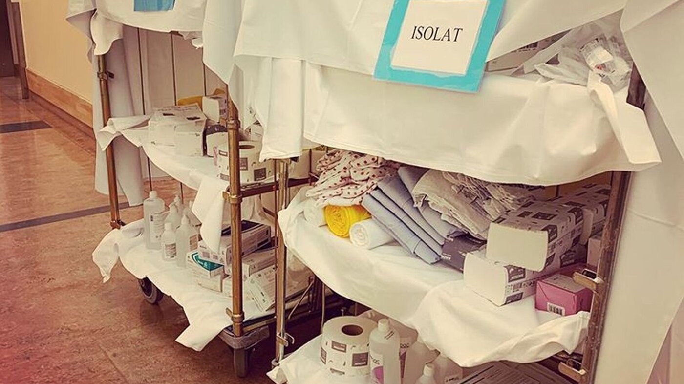 Avdeling for blodsykdommer, Oslo universitetssykehus, Rikshospitalet Bildet viser en tralle med utstyr til isolat.