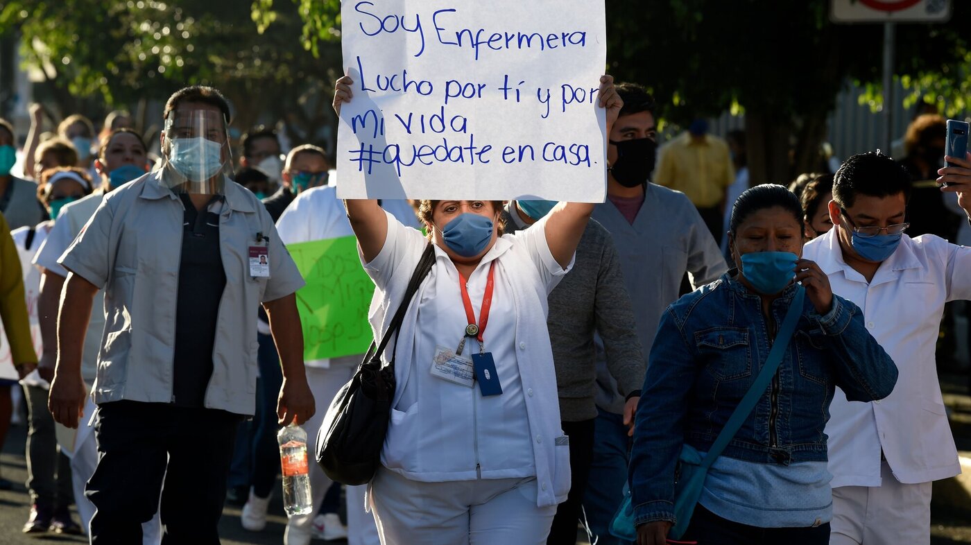Meksikanske sykepleiere som protesterer