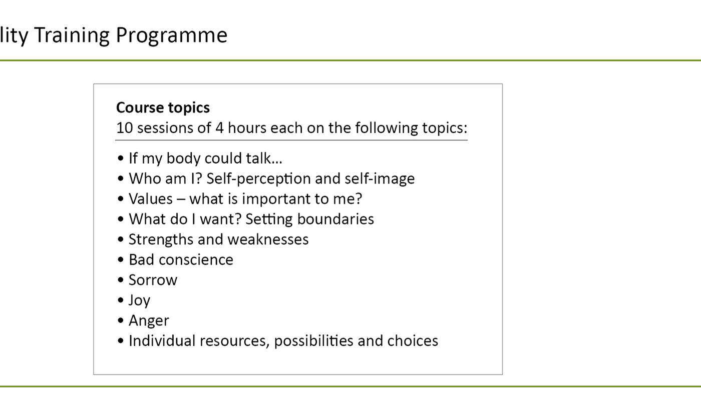Table 1. Vitality Training Programme Table 1. Vitality Training Programme