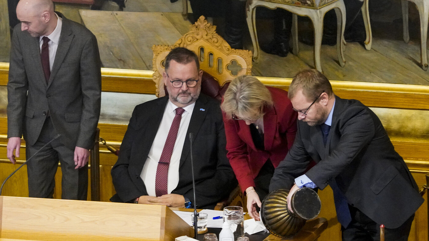 Bildet viser scene fra valget av ny president og visepresident på Stortinget.