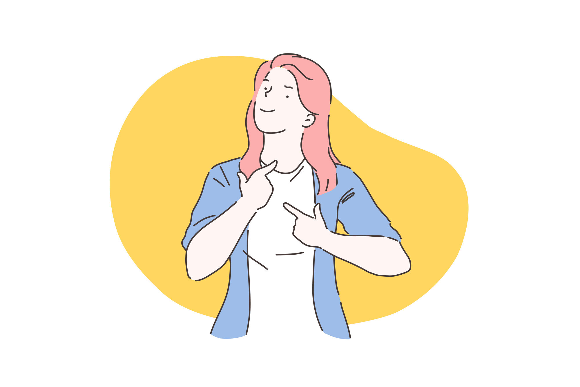 Illustrasjonen viser en kvinne som peker mot halsen sin.