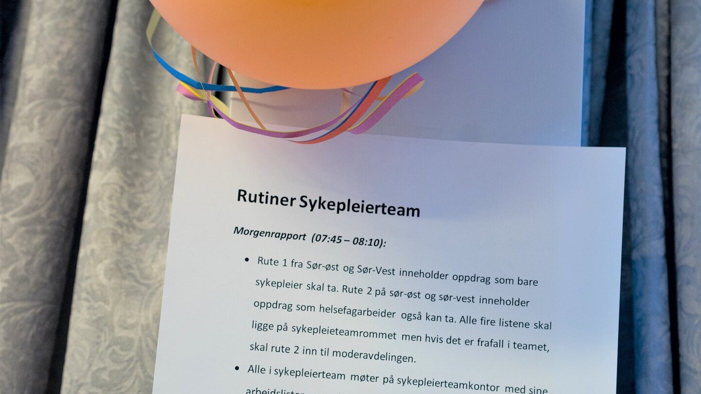 bildet viser regler for sykepleierteamet