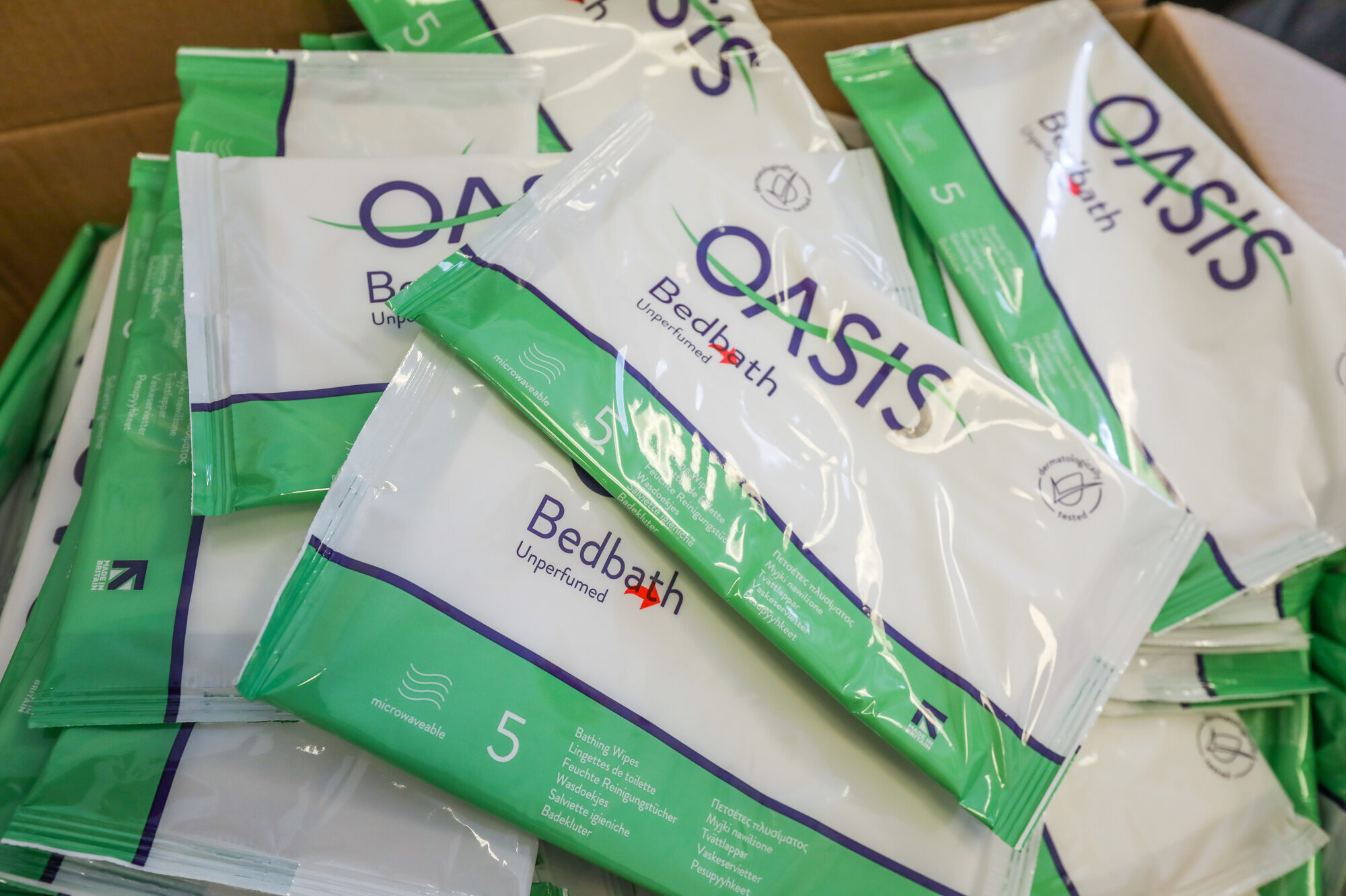 Kluter, Oasis Bedbath Bildet viser pakker med kluter av typen Oasis Bedbath.