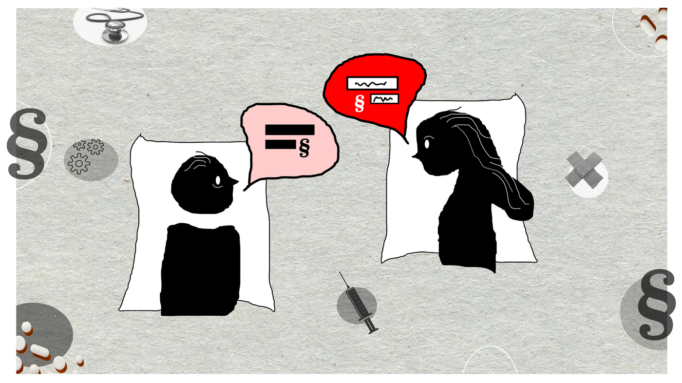 Bildet viser to personer som kommuniserer