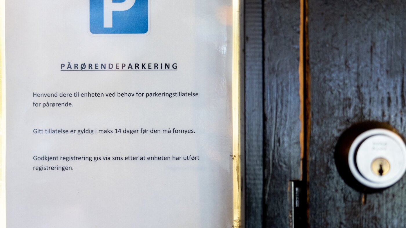 bildet viser parkeringsinfo til pårørende