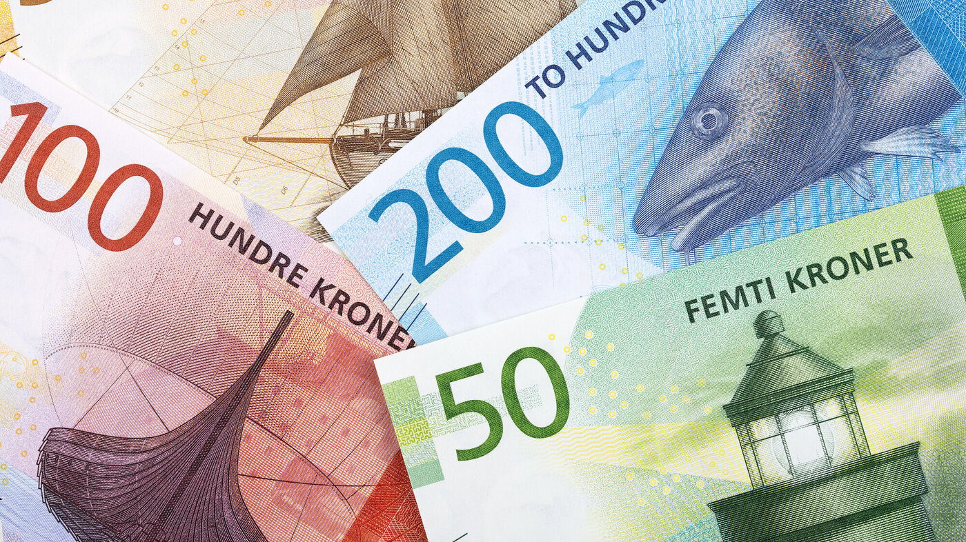 Bildet viser norske pengesedler.