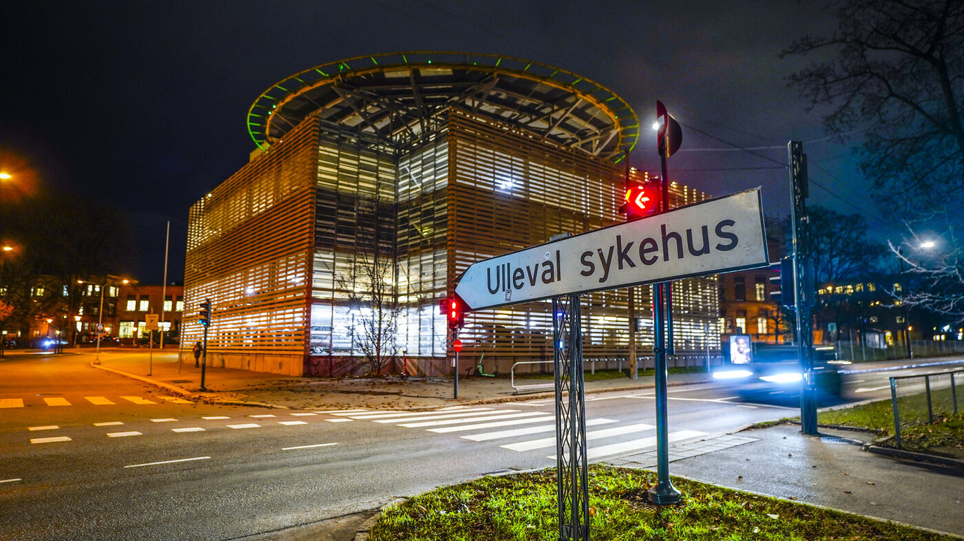 Bildet viser et skilt hvor det står Ullevål sykehus