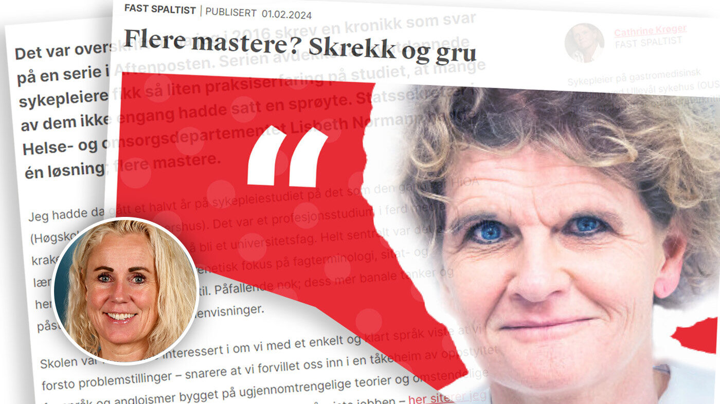 Bildet viser faksimile av Cathrine Krøgers innnlegg sammen med et bilde av artikkelforfatter Ann-Chatrin Linqvist Leonardsen