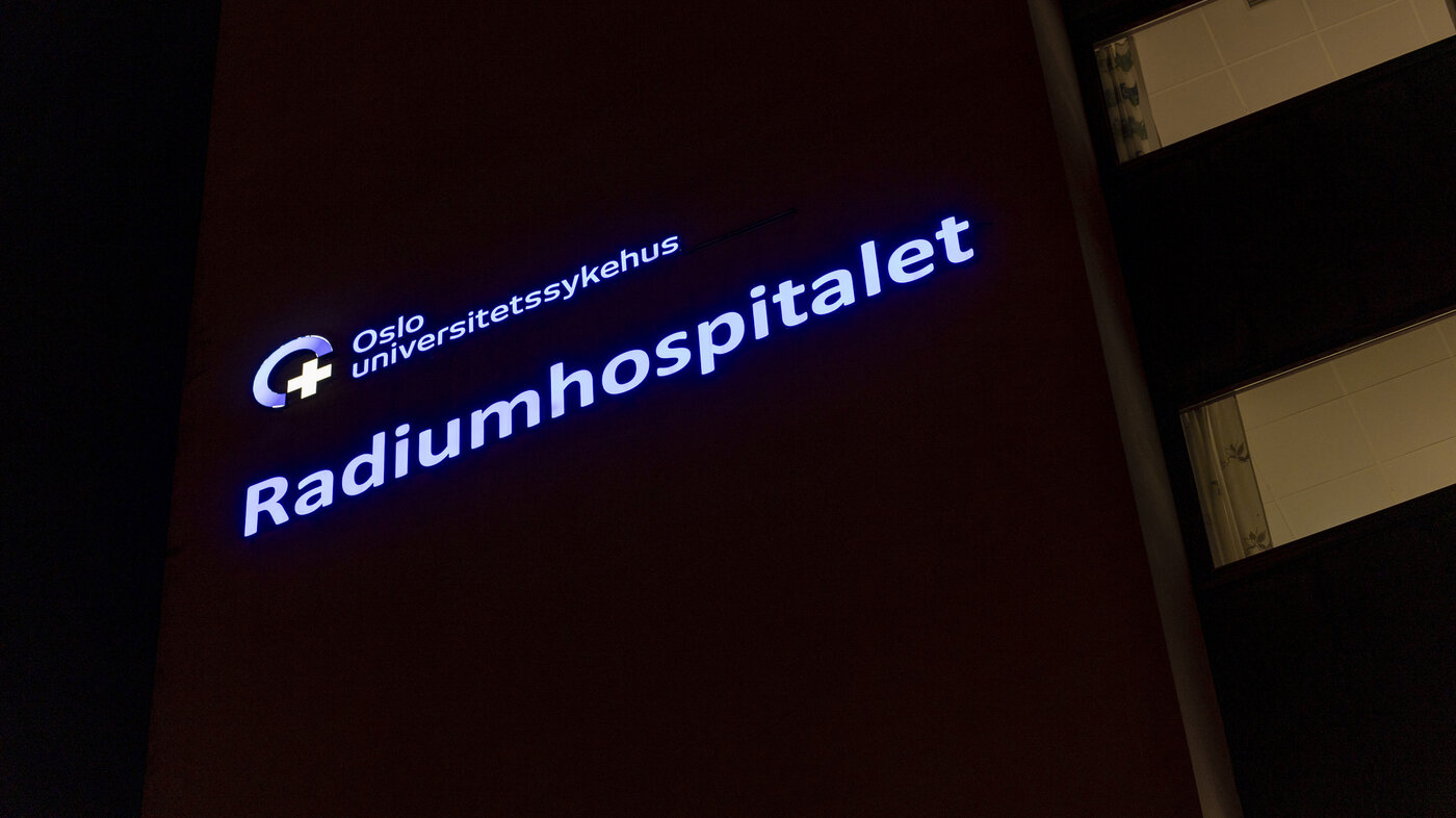 Bildet viser et skilt som det står Radiumhospitalet på