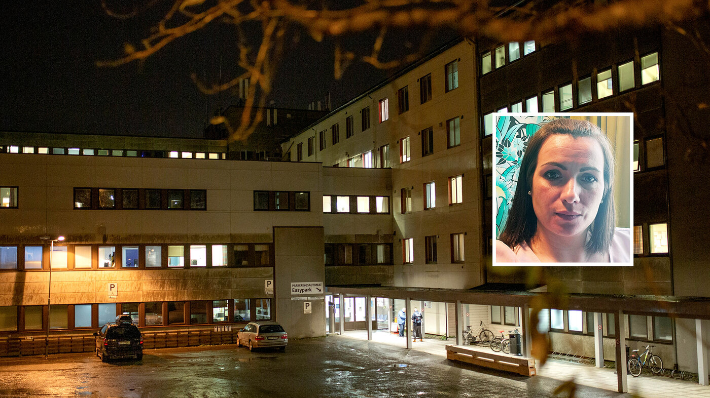 Bildet viser Hammerfest sykehus og tillitsvalgt innfelt