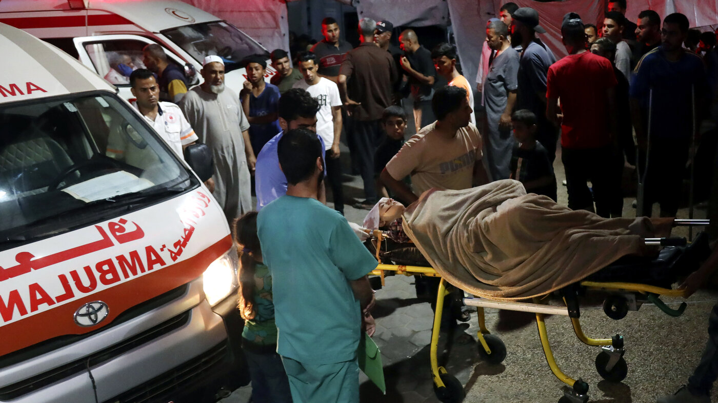 Bildet viser palistinske sårede som frktes til al-Aqsa Martyrs hospital in Deir al-Balah, central Gaza Strip, Thursday, June 6, 2024. Bildet viser palistinske sårede som frktes til al-Aqsa Martyrs hospital in Deir al-Balah, central Gaza Strip, Thursday, June 6, 2024.