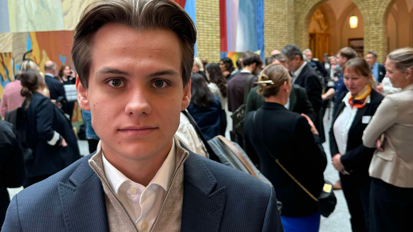 Bildet viser studentleder Kristoffer Andreas Haugen i NSF 