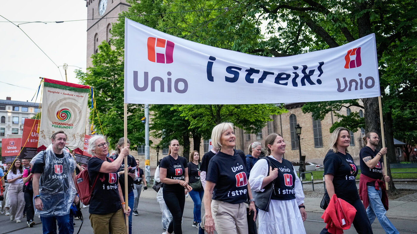 Bildet viser streikemarkering av Unio