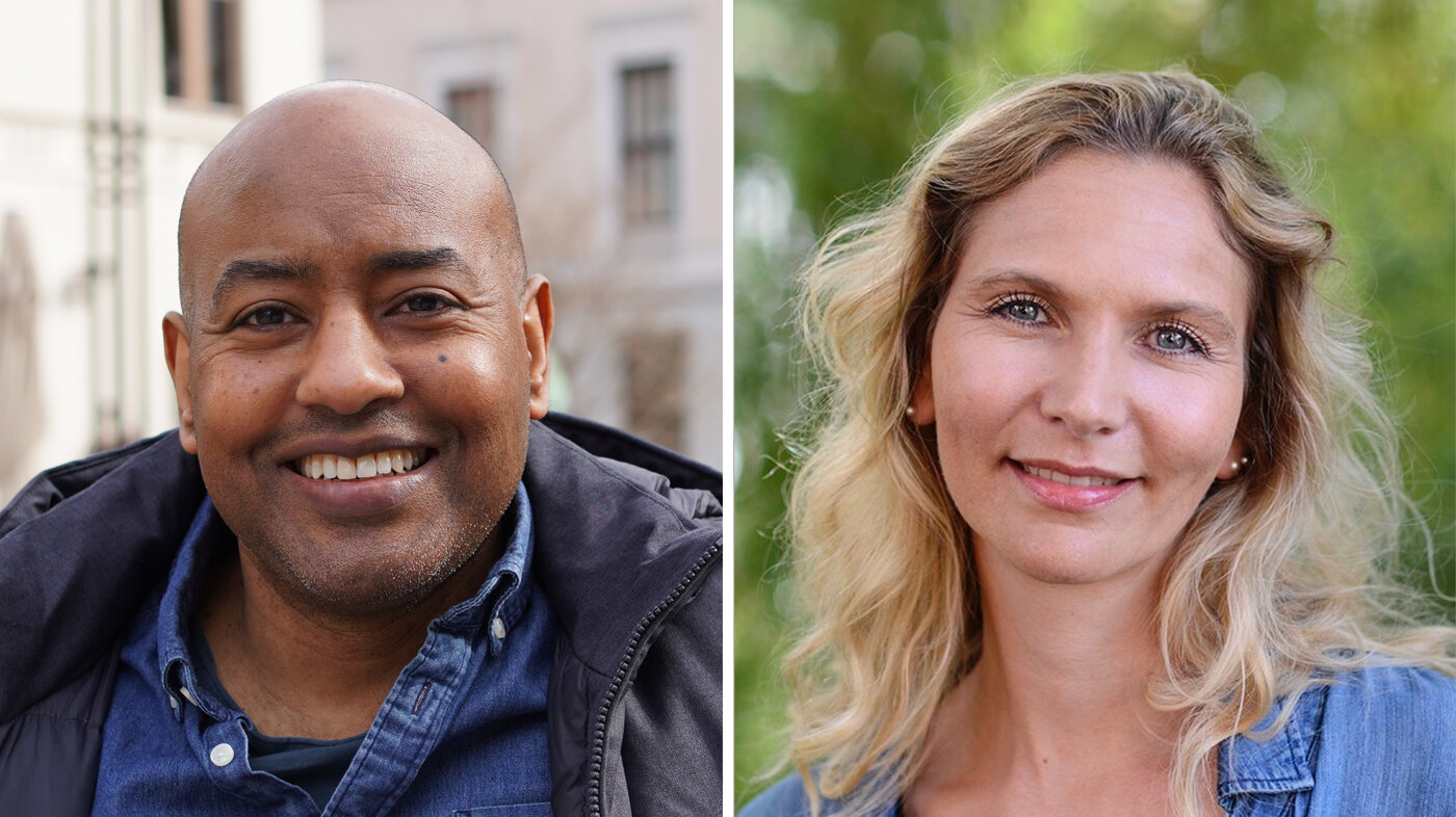 Bildet viser portretter av Jonas Debesay og Linda Aimée Hartford Kvæl
