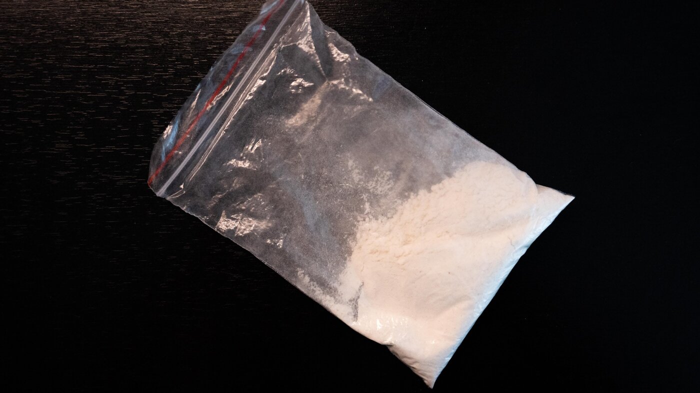 Bildet viser en pose med kokain Bildet viser en pose med kokain