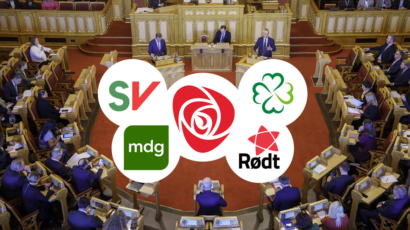 Illustrasjonsbilde med partilogoer