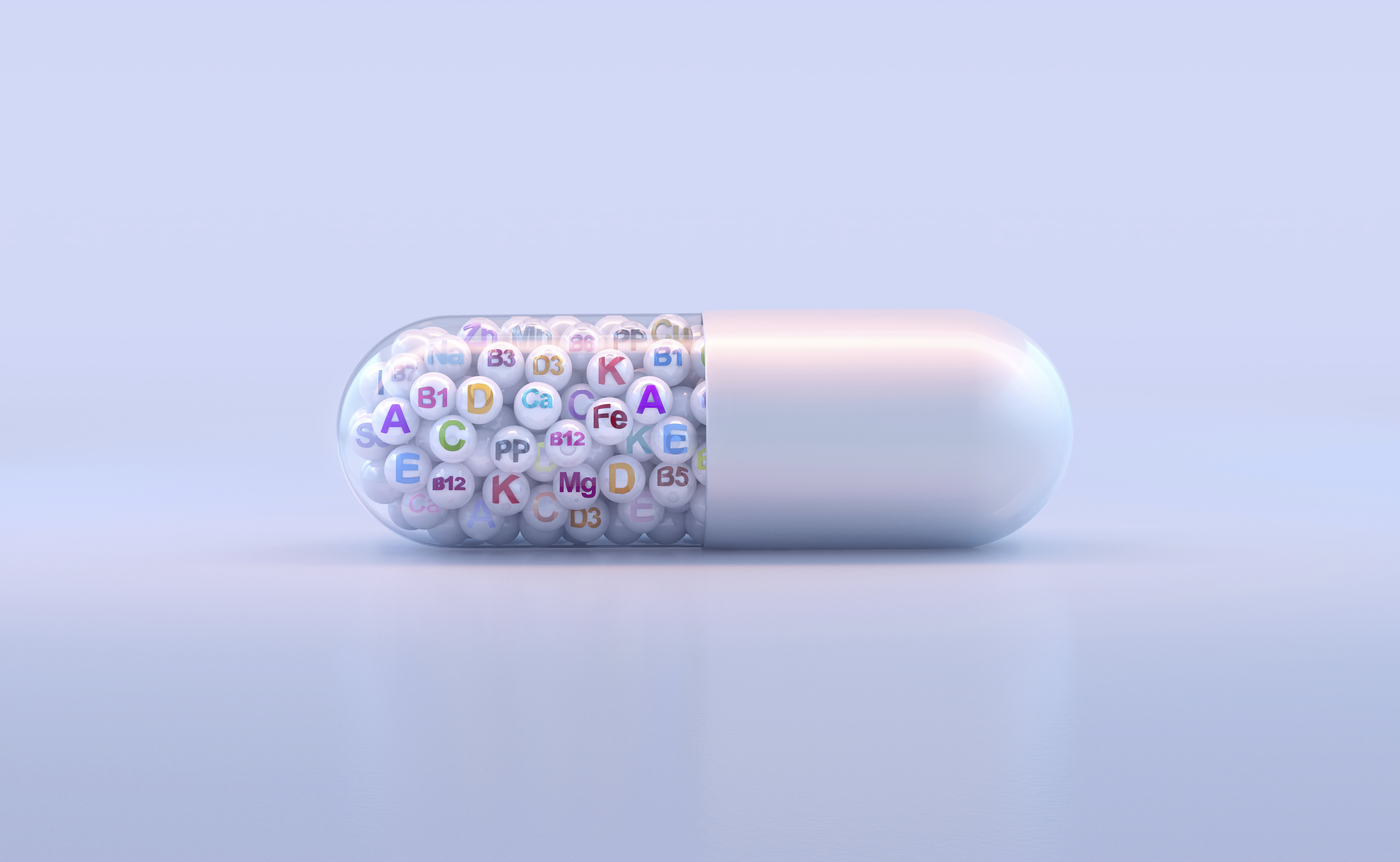 Bildet viser en stor kapsel som inneholder mange ulike stoffer.