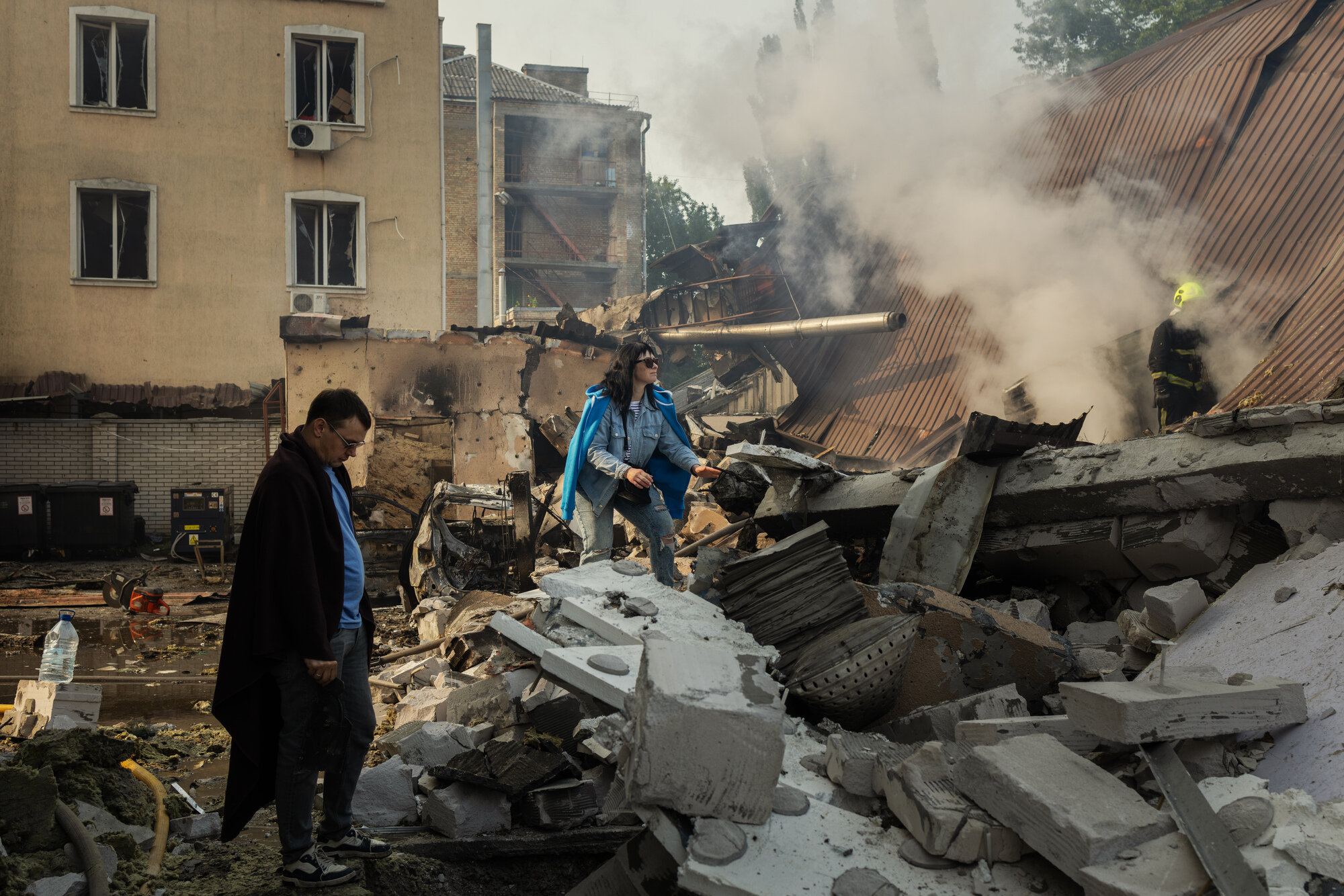 Bildet viser Kyiv etter bombeangrep