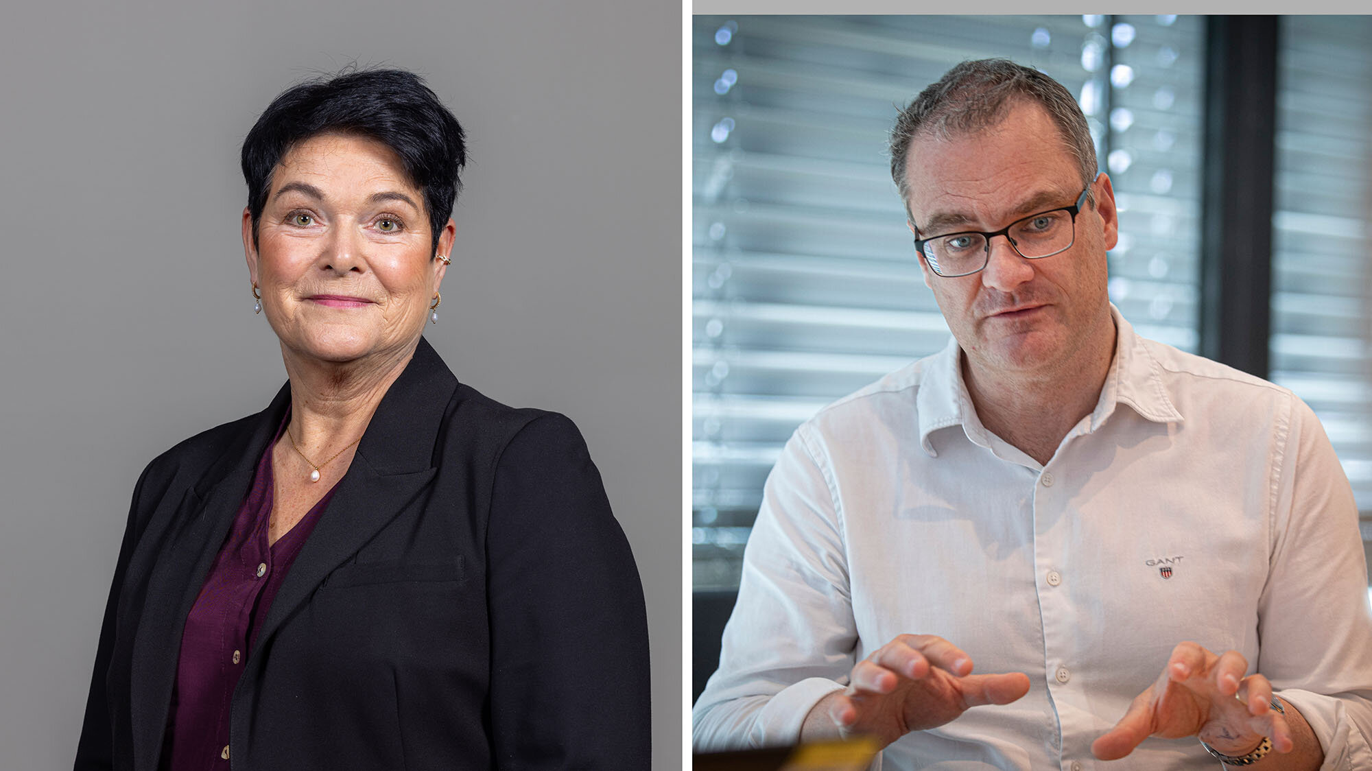 Administrerende direktør Jan Frich mener helseforetakene har for høy bemanning. Konserntillitsvalgt Anita Solberg mener foretakene er underfinansiert og etterlyser en tydelig plan for kuttene.  