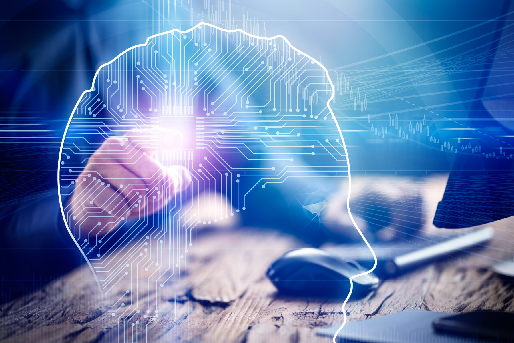 Bildet viser en illustrasjon av KI-bruk