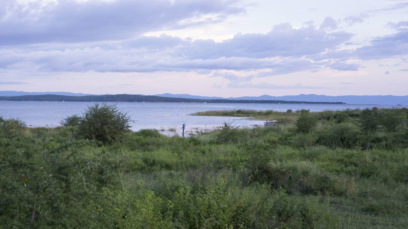 Innsjøen Kariba, Zimbabwe. Bildet viser fiskere ved innsjøen Kariba, Zimbabwe