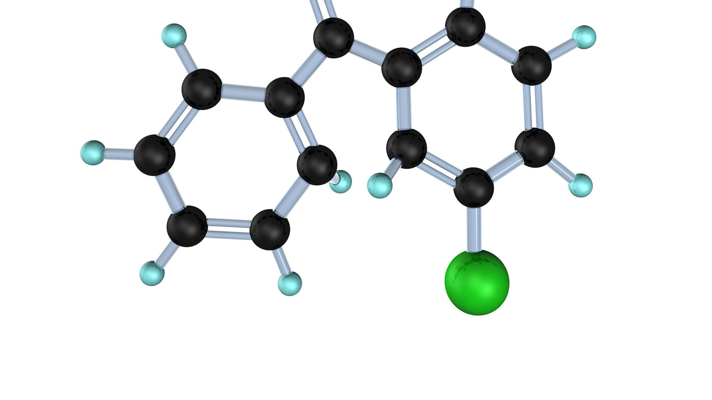 Molekylmodell av diazepam.