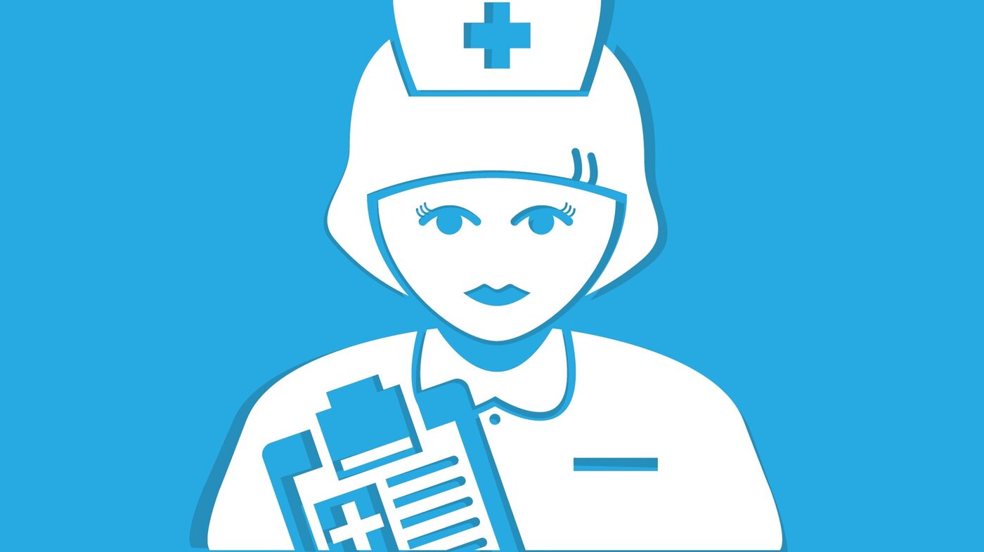 Illustrasjonen viser en sykepleier