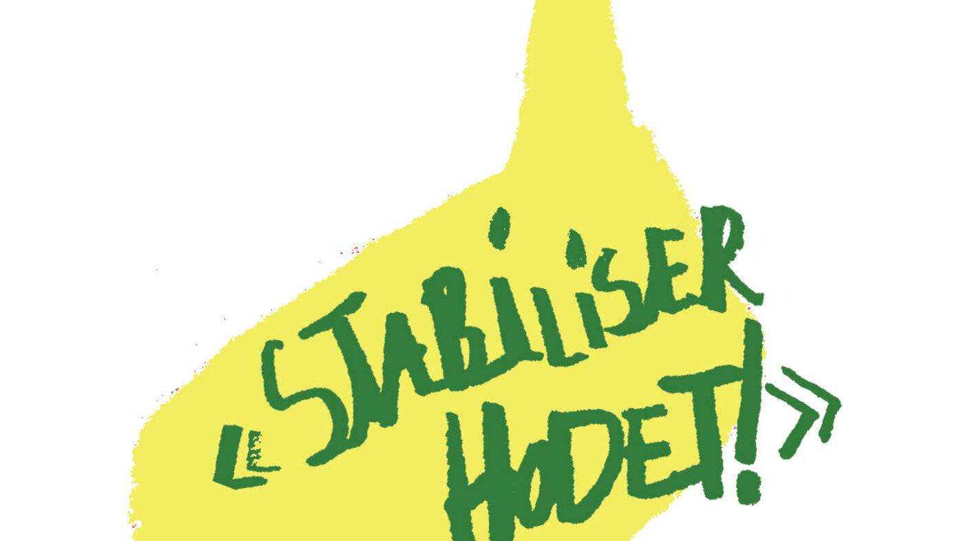 Illustrasjon Illustrasjon med tekstboble hvor det står: Stabiliser hodet