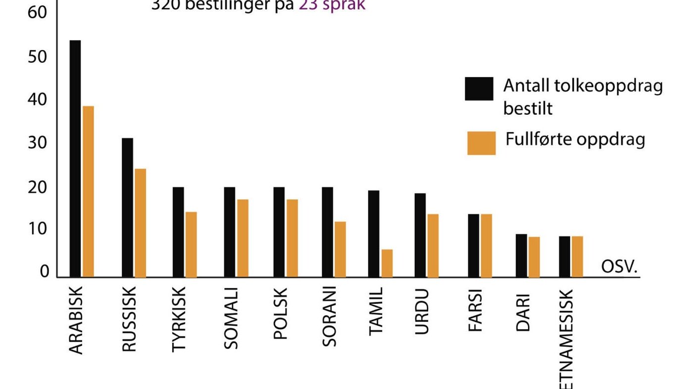 Figur 1: Antall tolkeoppdrag ved SSE