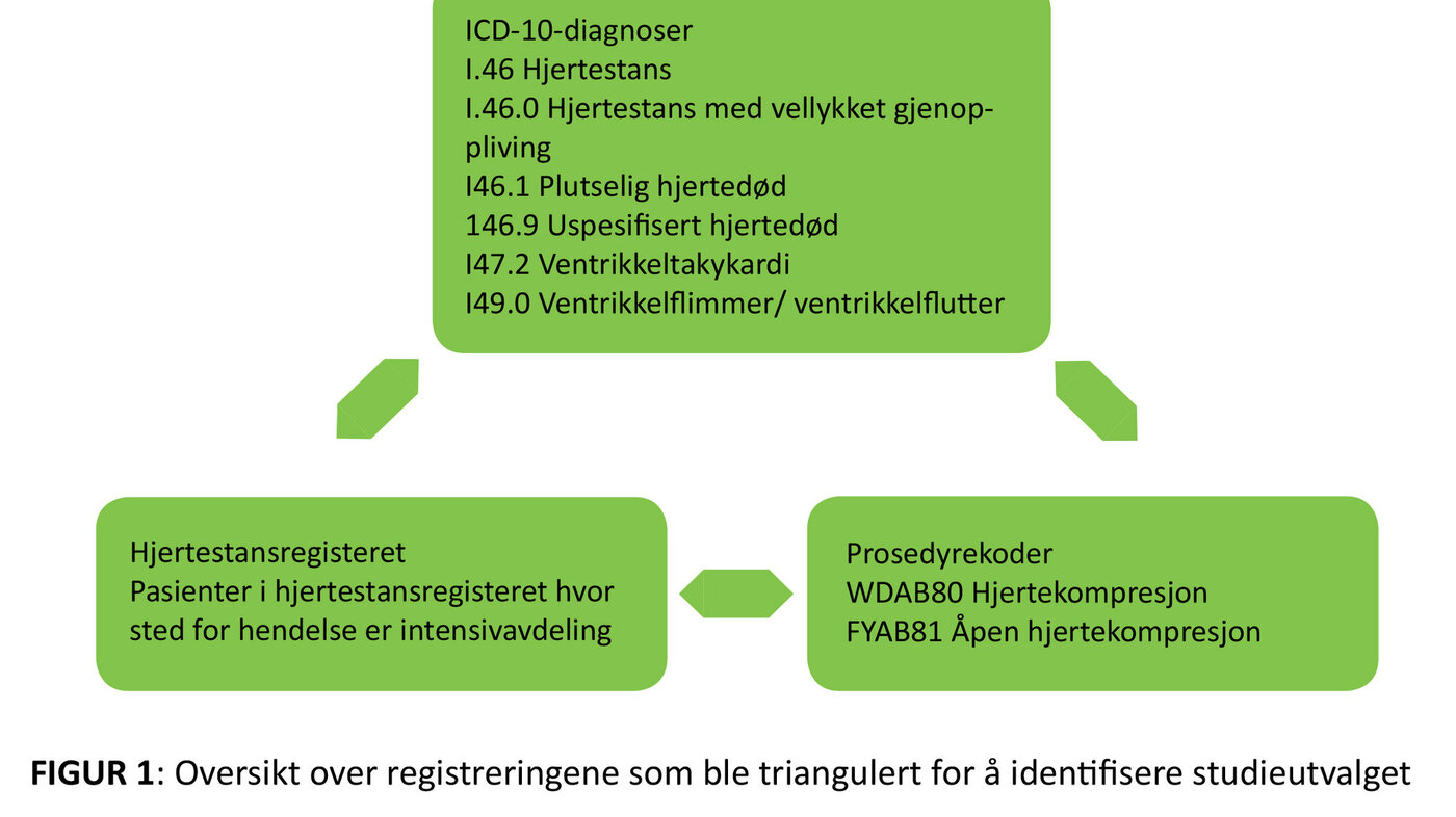 Figuren viser oversikt over registreringene som ble triangulert for å identifisere studieutvalget