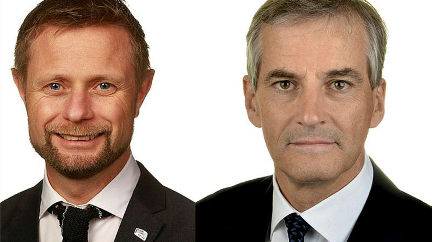 Kollasj av Bent Høie og Jonas Gahr Støre