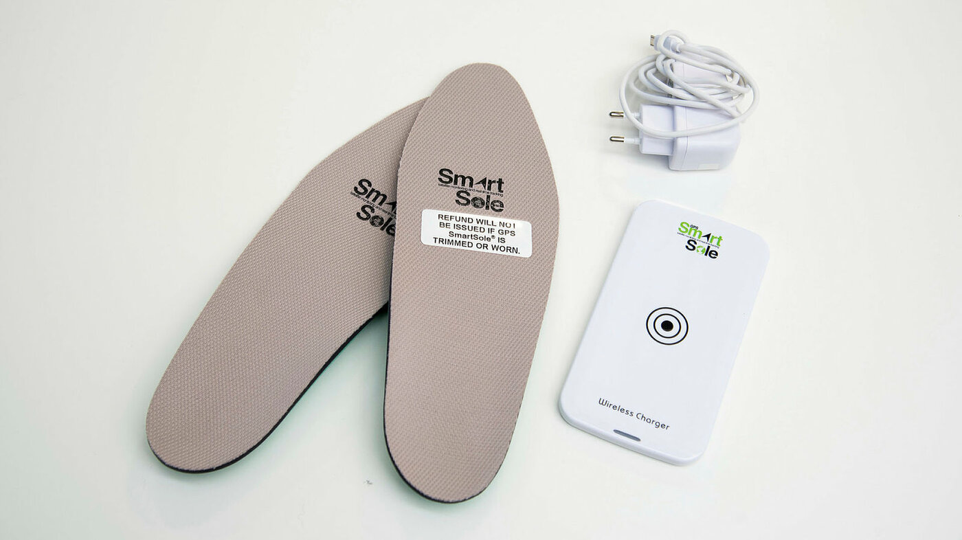 Produktbilde av Smart Sole - innleggssåler med GPS for lokalisering av brukere.