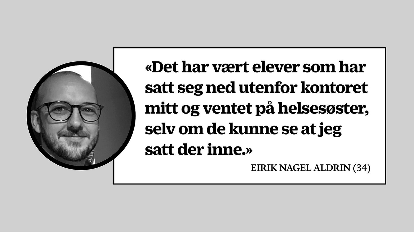 Montasje med sitat av helsesykepleier Eirik Nagel Aldrin