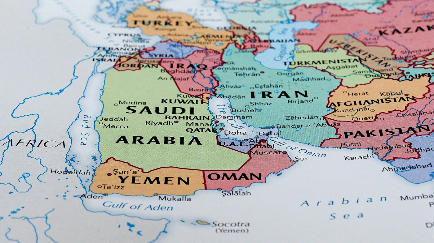 Kart over Jemen og landene i nærheten