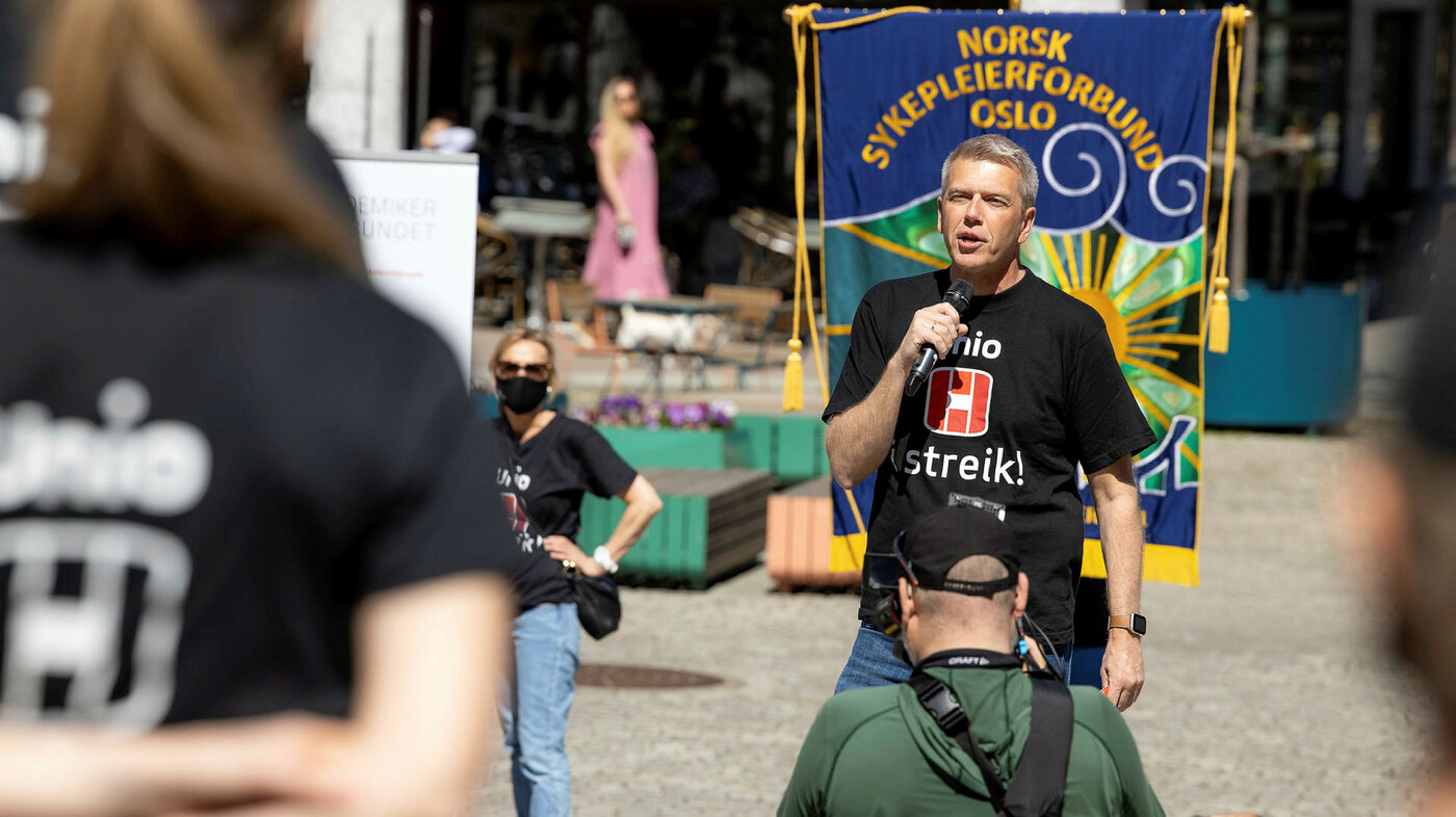 Fylkesleder Bård Eirik Ruud holder appell, Unio-streik