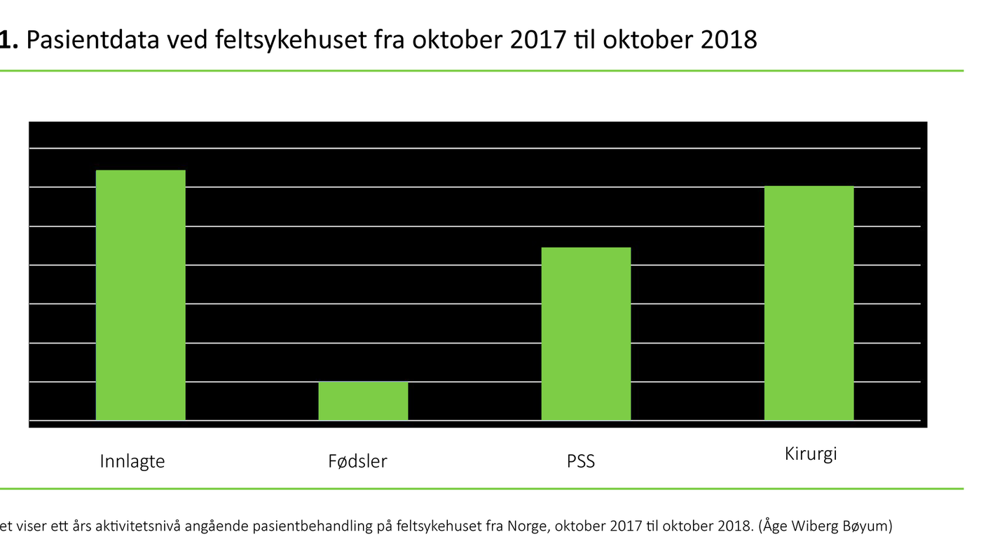Figur 1. Pasientdata ved feltsykehuset fra oktober 2017 til oktober 2018 Figur 1 Pasientdata ved feltsykehuset fra oktober 2017 til oktober 2018
