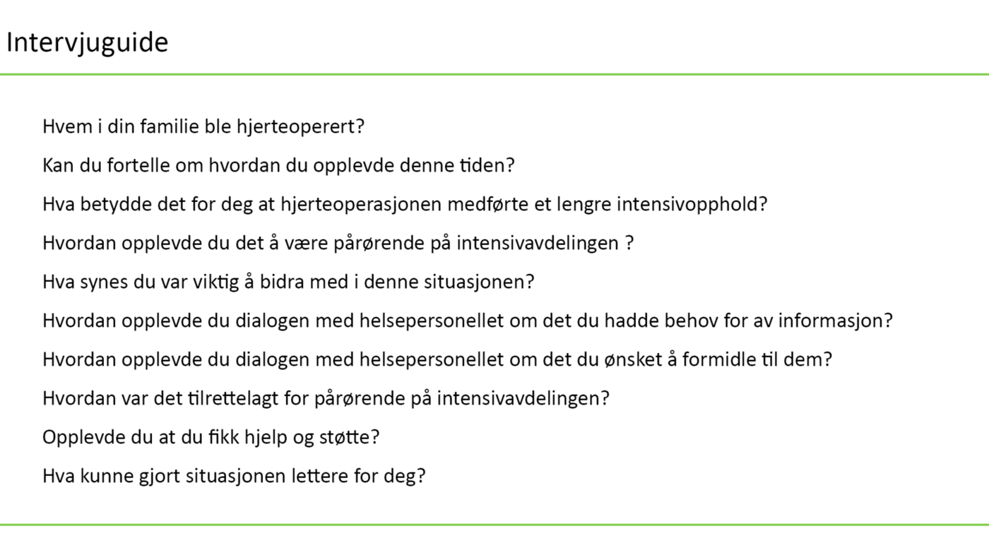 Tabell 1. Intervjuguide