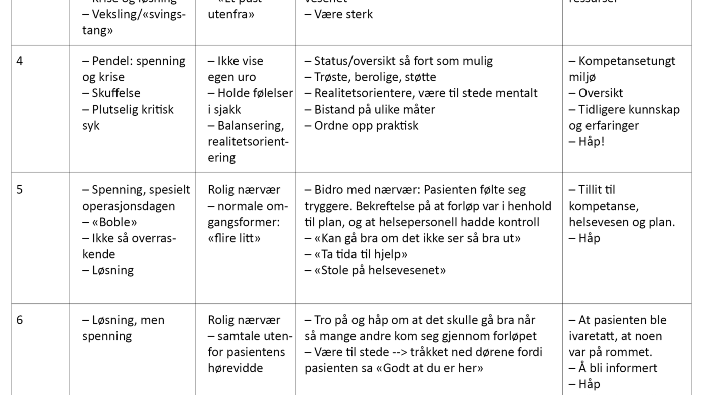 Tabell 2. Eksempel på matrise
