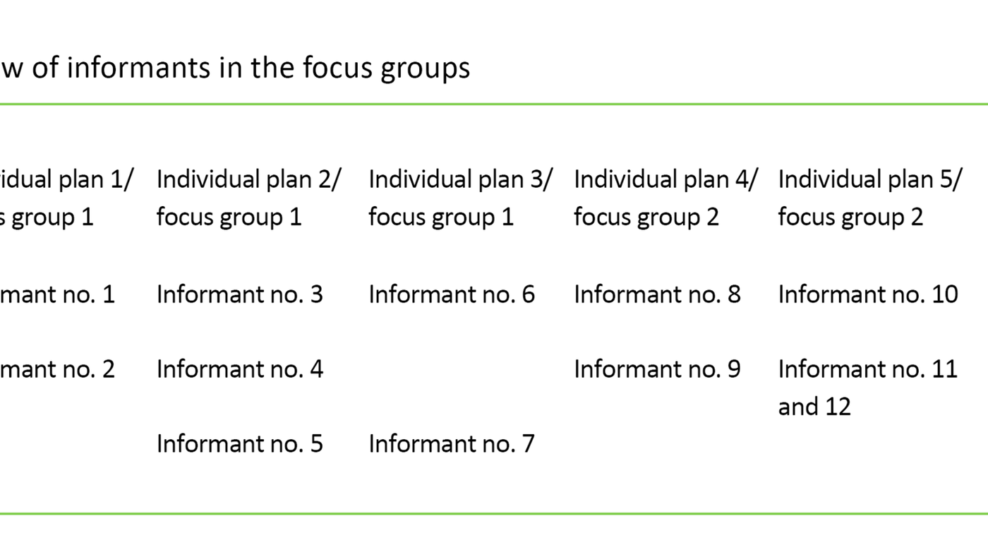 Table 2. Overview of informants in the focus groups