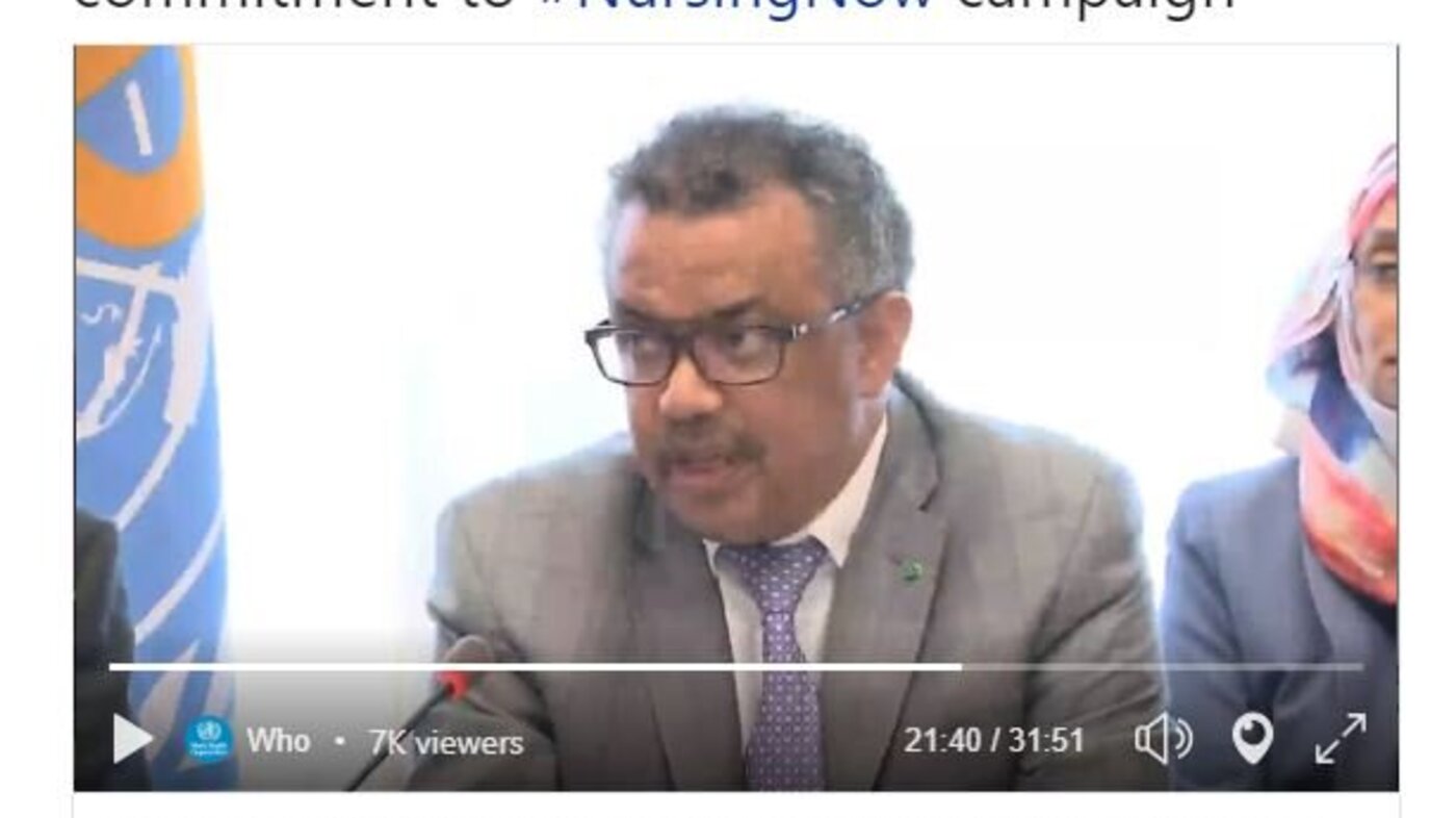 bildet viser WHOs film med dr Tedros