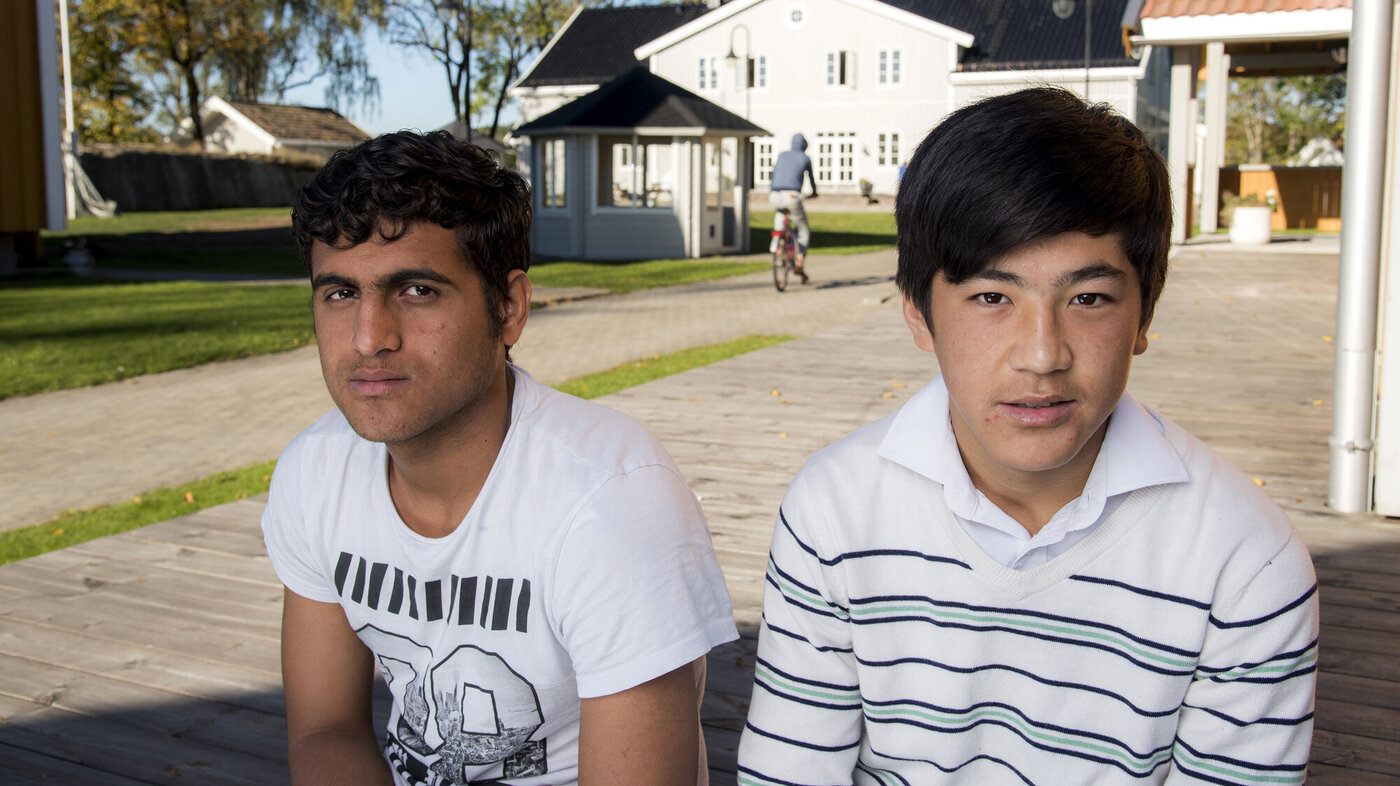 Noorullah Dawlatzai og Naqibullah Rahimi fra Afghanistan på mottak for enslige mindreårige i Spydeberg i Østfold.