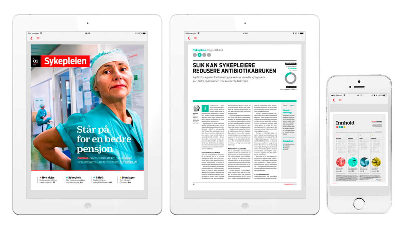 Sykepleien på ipad Bildet viser Sykepleien på ipad