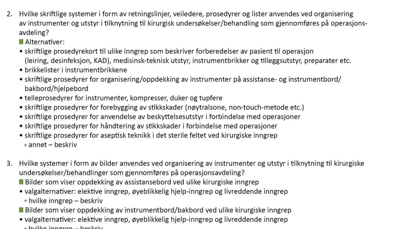 Tabell 1. Nettbasert spørreundersøkelse