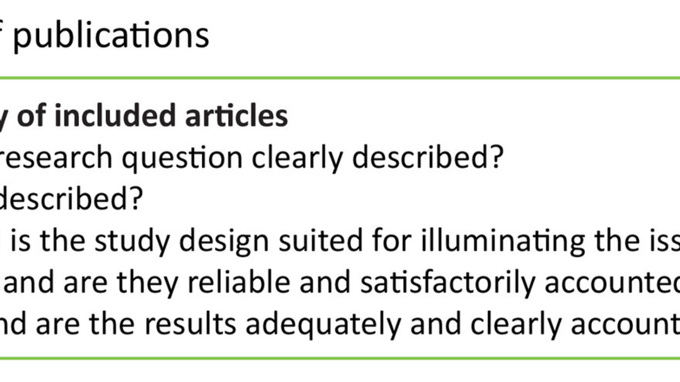 Table 1: Quality assessment of publications