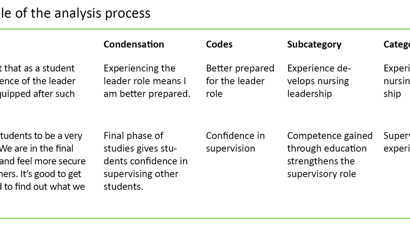 Table 1. Example of the analysis process 