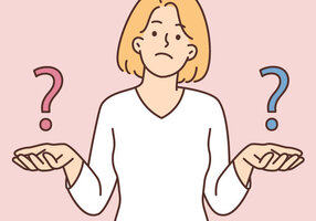 Illustrasjonen viser en kvinne med spørsmålstegn i hendene.