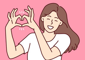 Illustrasjonen viser en kvinne som lager hjerte med hendene.