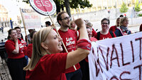 Danske sykepleiere demonstrerer