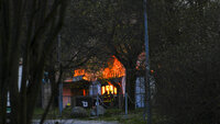 Bildet viser brannen i en barnehage på Ullevål sykehus sitt område