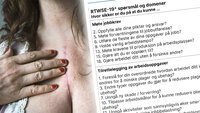 Bildemontasjen viser brystet til en dame som er hjerteoperert. Et langt arr vises. Til høyre i bildet er spørreskjemaet RWTSE-19